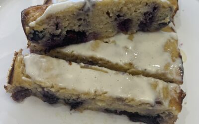 Low-carb Glazed Lemon Blueberry Loaf